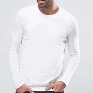 Men's White Printed Long Sleeves T-Shirt - Crew Neck